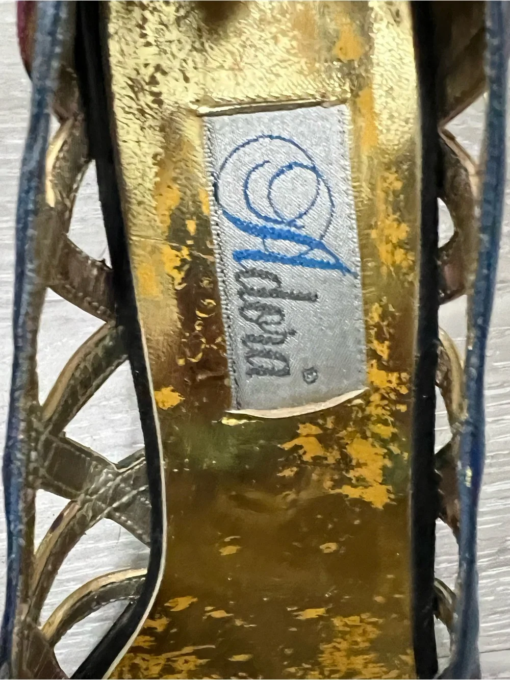 Adora Vintage Metallic Heels Strappy  Cork Mosaic Size 7 M  Colorful Shoes Y2K